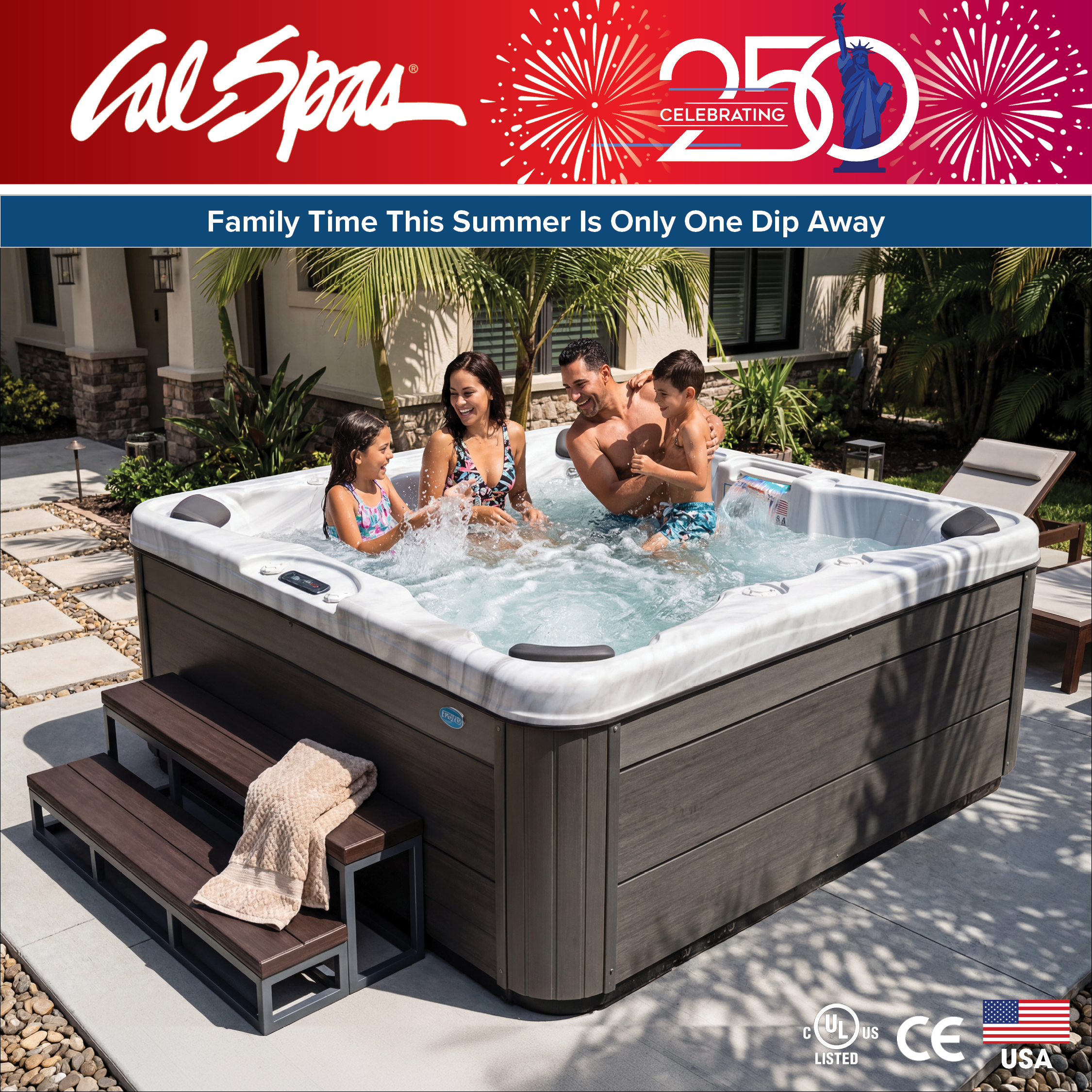 Calspas hot tub being used in a family setting - Apple Valley